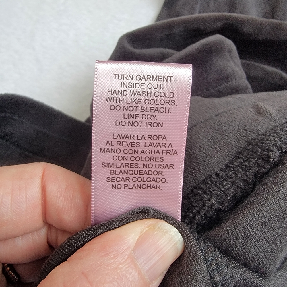 Juicy Couture Sleepwear Black Velour Pants Rhinestone Logo On Leg Y2K Size M - Picture 9 of 9